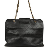 Vintage Chanel XL Supermodel Tote Bag Black Calfskin Gold Hardware - Thumbnail View 5