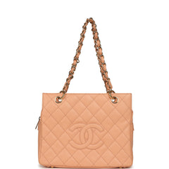 Vintage Chanel Petite Timeless CC Shopping Tote Pink Caviar Gold Hardware