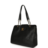 Vintage Chanel XL Supermodel Tote Bag Black Caviar Gold Hardware - Thumbnail View 5