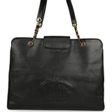 Vintage Chanel XL Supermodel Tote Bag Black Caviar Gold Hardware - Thumbnail View 4