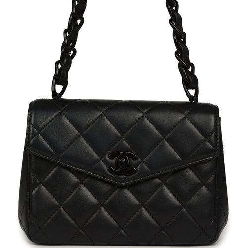 Vintage Chanel Mini Envelope Flap Bag Black Lambskin Black Hardware