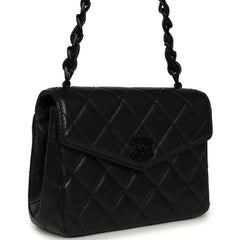 Vintage Chanel Mini Envelope Flap Bag Black Lambskin Black Hardware