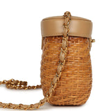 Vintage Chanel Basket Bag Beige Lambskin and Rattan Wicker Gold Hardware - Thumbnail View 3