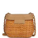 Vintage Chanel Basket Bag Beige Lambskin and Rattan Wicker Gold Hardware - Thumbnail View 4