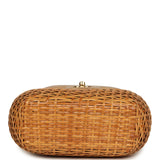 Vintage Chanel Basket Bag Beige Lambskin and Rattan Wicker Gold Hardware - Thumbnail View 6