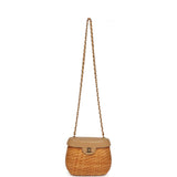 Vintage Chanel Basket Bag Beige Lambskin and Rattan Wicker Gold Hardware - Thumbnail View 7