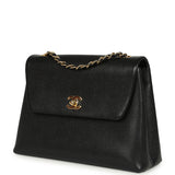 Vintage Chanel Medium Shoulder Bag Black Caviar Gold Hardware - Thumbnail View 5