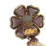 Vintage Chanel Gripoix Flower and Pearl Drop Earrings Purple Gold Plated Hardware - Thumbnail View 5