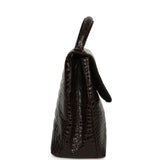 Vintage Chanel Large Kelly Dark Brown Shiny Alligator Gold Hardware - Thumbnail View 3
