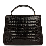 Vintage Chanel Large Kelly Dark Brown Shiny Alligator Gold Hardware - Thumbnail View 4