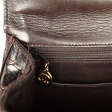 Vintage Chanel Large Kelly Dark Brown Shiny Alligator Gold Hardware - Thumbnail View 9
