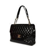 Vintage Chanel Maxi Single Flap Bag Black Patent Gold Hardware - Thumbnail View 5