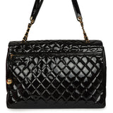 Vintage Chanel Maxi Single Flap Bag Black Patent Gold Hardware - Thumbnail View 4