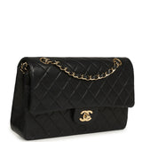 Vintage Chanel Medium Classic Double Flap Bag Black Lambskin Gold Hardware - Thumbnail View 2