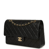 Vintage Chanel Medium Classic Double Flap Bag Black Lambskin Gold Hardware - Thumbnail View 5