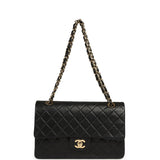 Vintage Chanel Medium Classic Double Flap Bag Black Lambskin Gold Hardware - Thumbnail View 7