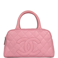 Vintage Chanel Small Timeless CC Bowling Bag Pink Caviar Gold Hardware