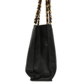 Vintage Chanel CC Chain Shopping Tote Bag Black Lambskin Gold Hardware - Thumbnail View 3