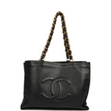 Vintage Chanel CC Chain Shopping Tote Bag Black Lambskin Gold Hardware - Thumbnail View 6