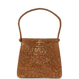 Vintage Chanel Mini Double Side Turnlock Bag Dark Gold Jacquard Lace, Satin Gold Hardware - Thumbnail View 1