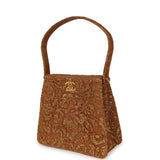 Vintage Chanel Mini Double Side Turnlock Bag Dark Gold Jacquard Lace, Satin Gold Hardware - Thumbnail View 5