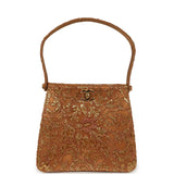 Vintage Chanel Mini Double Side Turnlock Bag Dark Gold Jacquard Lace, Satin Gold Hardware - Thumbnail View 4