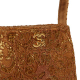 Vintage Chanel Mini Double Side Turnlock Bag Dark Gold Jacquard Lace, Satin Gold Hardware - Thumbnail View 8