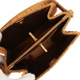 Vintage Chanel Mini Double Side Turnlock Bag Dark Gold Jacquard Lace, Satin Gold Hardware - Thumbnail View 9