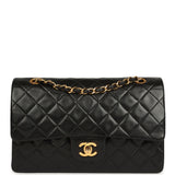 Vintage Chanel Medium Classic Double Flap Bag Black Lambskin Gold Hardware - Thumbnail View 1