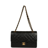 Vintage Chanel Medium Classic Double Flap Bag Black Lambskin Gold Hardware - Thumbnail View 7