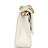 Vintage Chanel Medium Classic Double Flap Bag White Lambskin Gold Hardware - Thumbnail View 3