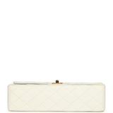 Vintage Chanel Medium Classic Double Flap Bag White Lambskin Gold Hardware - Thumbnail View 6