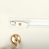 Vintage Chanel Medium Classic Double Flap Bag White Lambskin Gold Hardware - Thumbnail View 8