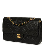 Vintage Chanel Medium Classic Double Flap Bag Black Lambskin Gold Hardware - Thumbnail View 5