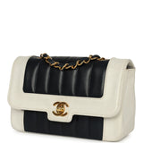 Vintage Chanel Mini Mademoiselle Flap White, Navy Lambskin Gold Hardware - Thumbnail View 5