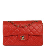 Vintage Chanel Small Classic Double Flap Bag Red Lambskin Gold Hardware - Thumbnail View 1