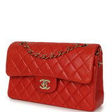 Vintage Chanel Small Classic Double Flap Bag Red Lambskin Gold Hardware - Thumbnail View 5