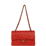 Vintage Chanel Small Classic Double Flap Bag Red Lambskin Gold Hardware - Thumbnail View 7