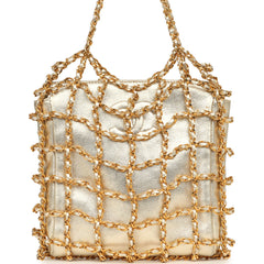 Vintage Chanel Caged Chain Bag Gold Metallic Lambskin Gold Hardware
