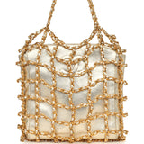 Vintage Chanel Caged Chain Bag Gold Metallic Lambskin Gold Hardware - Thumbnail View 1