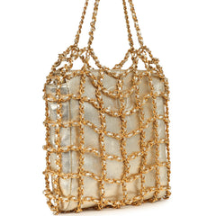 Vintage Chanel Caged Chain Bag Gold Metallic Lambskin Gold Hardware