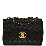 Vintage Chanel Jumbo Single Flap Bag Black Lambskin Gold Hardware - Thumbnail View 1