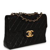 Vintage Chanel Jumbo Single Flap Bag Black Lambskin Gold Hardware - Thumbnail View 2