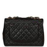 Vintage Chanel Jumbo Single Flap Bag Black Lambskin Gold Hardware - Thumbnail View 4