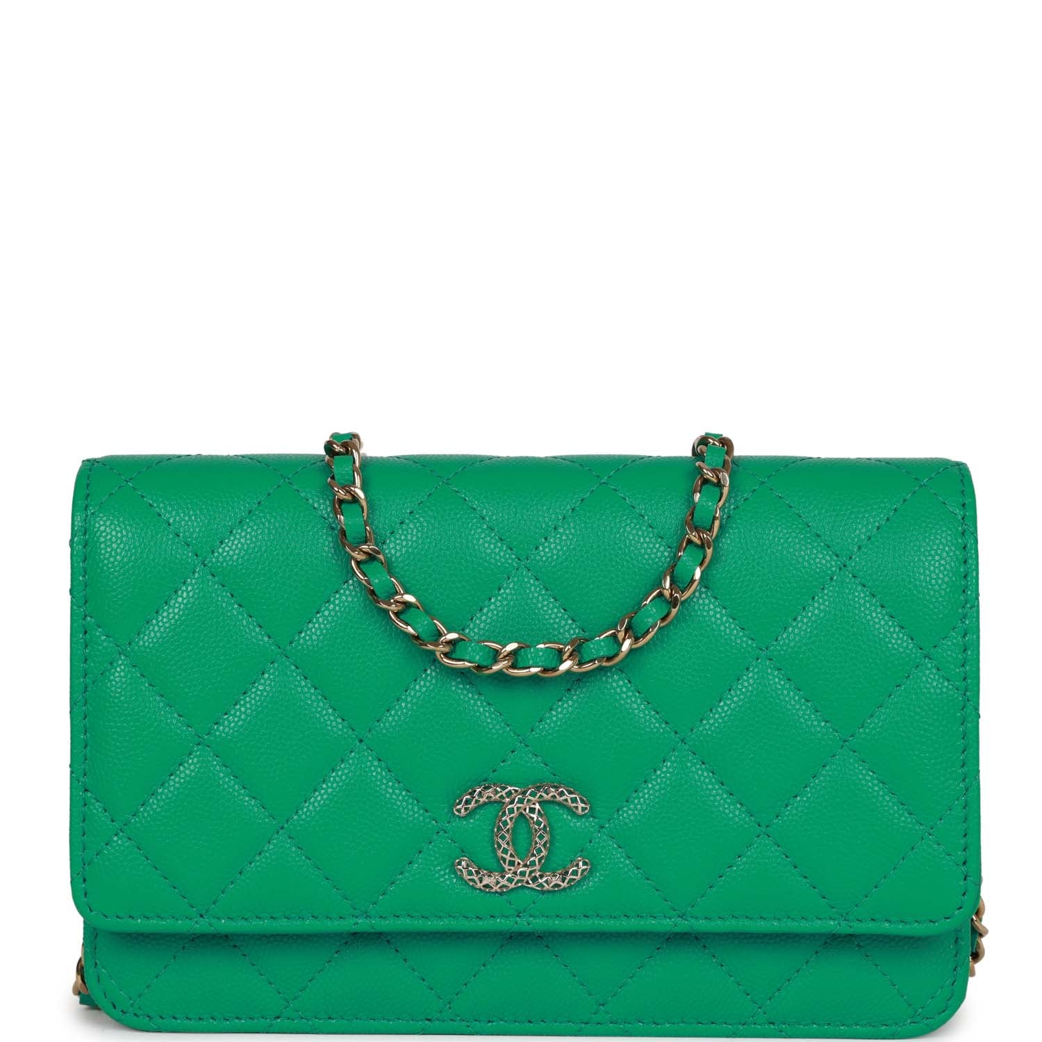 Chanel Wallet on Chain WOC Green Caviar Light Gold Hardware