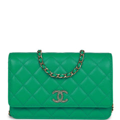 Chanel Wallet on Chain WOC Green Caviar Light Gold Hardware