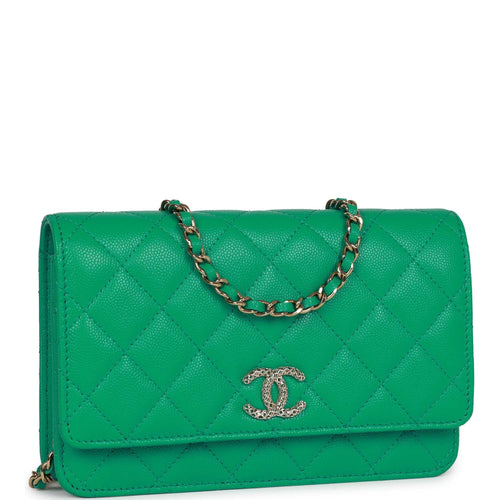 Chanel Wallet on Chain WOC Green Caviar Light Gold Hardware