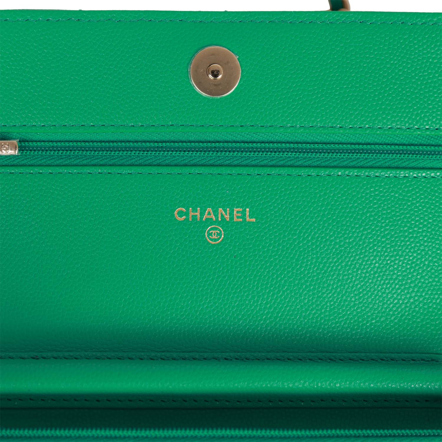 Chanel Wallet on Chain WOC Green Caviar Light Gold Hardware Madison