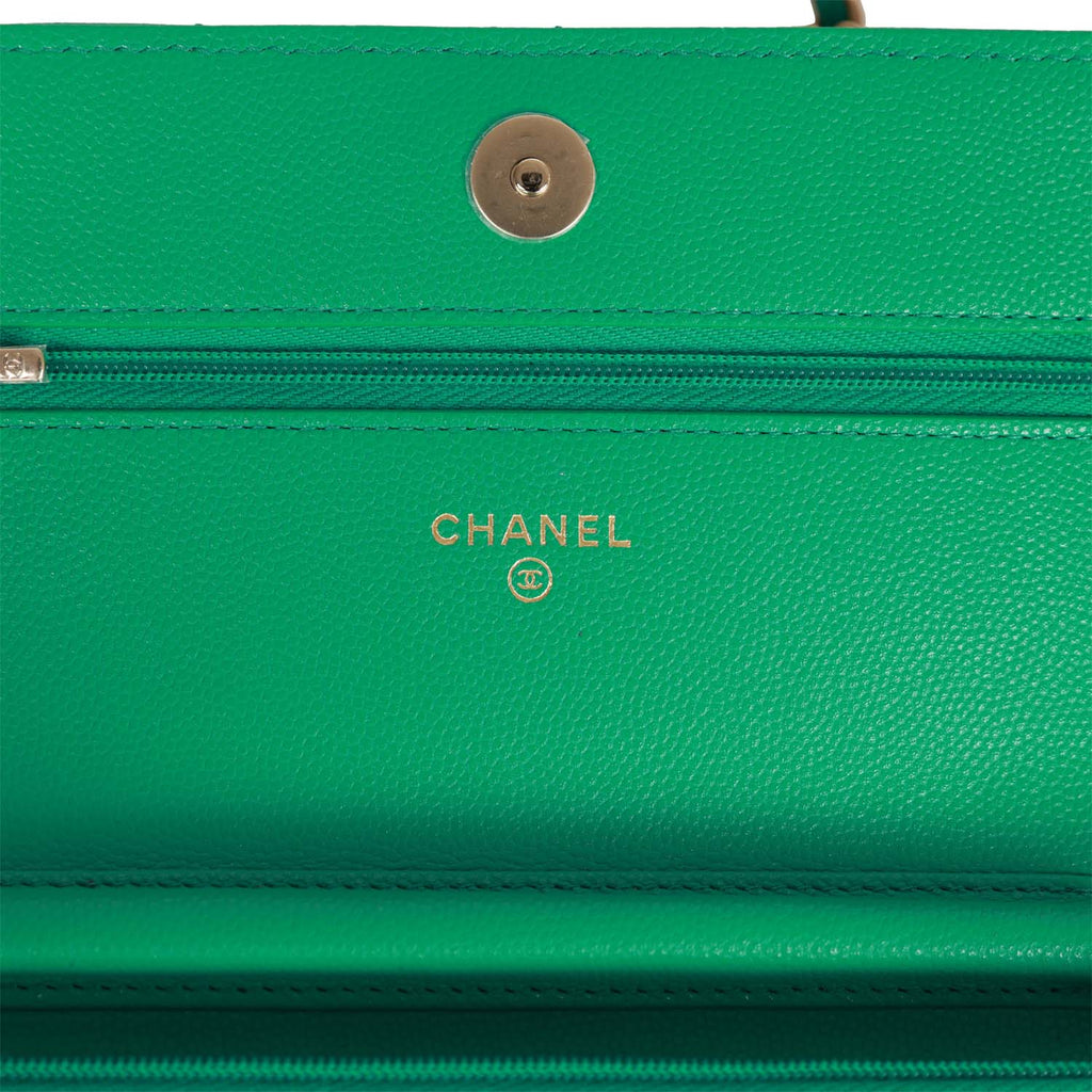 Chanel Wallet on Chain WOC Green Caviar Light Gold Hardware – Madison  Avenue Couture