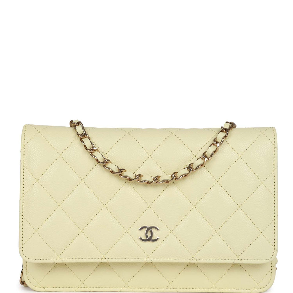 CHANEL, Bags, Chanel Caviar Quilted Cc Filigree Wallet On Chain Woc Yellow